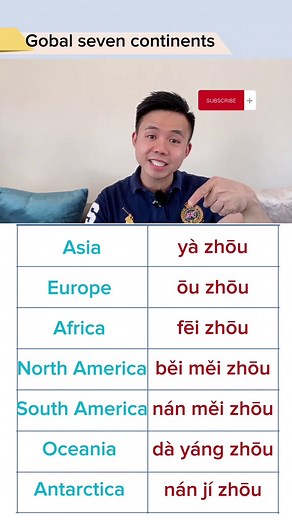 Global seven continents in chinese #asian #europe #africa #university #mandarin #student #chineseteacherjacky #school | Teacher Jacky