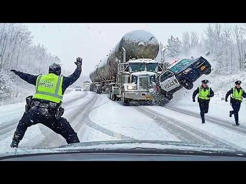 Icy Road Madness Caught on Camera - Winter Crash