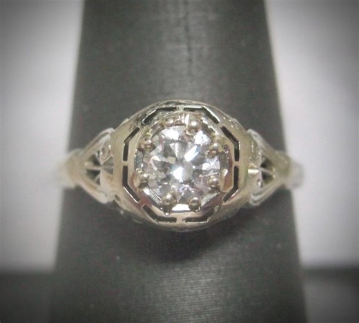 Stunning Antique Diamond Ring in 18K White Gold With GIA Appraisal - Etsy