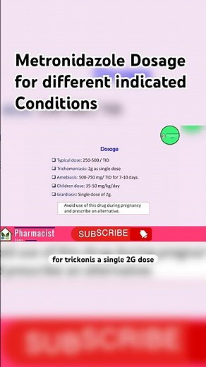 Metronidazole dosage for different indicated diseases #pharmcist #pharmcology #dosage #diarrhea