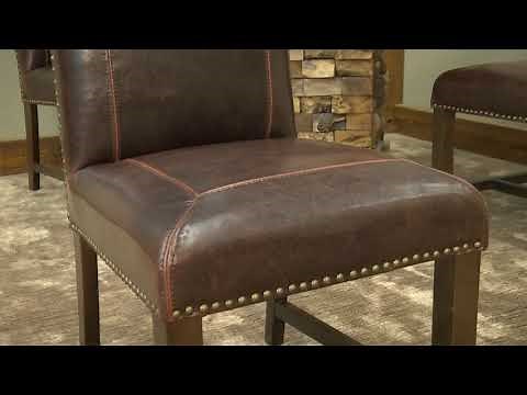 Leather Upholstered Rustic Bar Stools