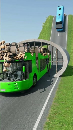 Long City Buses vs Drain Pipe - BeamNG.drive
