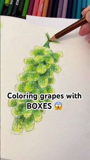 BOX DRAWING grapes 🍇 | unconventional colored pencil art #grape #coloring #fruitart #coloredpencil