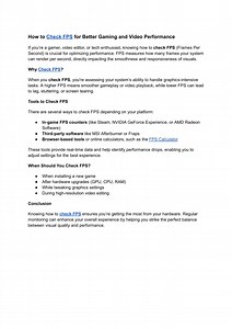How to Check FPS for Better Gaming and Video Performance - SlideServe