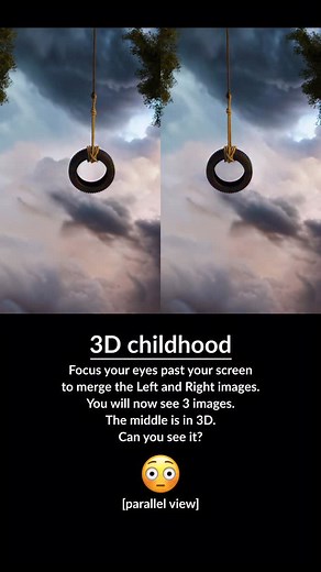 2.9K views · 80 reactions | 3D childhood Focus your eyes past your screen to merge the Left and Right images. You will now see 3 images. The middle is in 3D. Can you see it?  [parallel view] Crosseyed view version pinned in comments | Ben Greenberg | Facebook