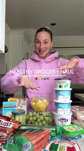 healthy grocery restock!! Stay tuned for the meal prep video!! Grocery List: Protein: * Chicken breast * Shredded chicken * 99% lean ground turkey * Good Culture cottage cheese * Greek yogurt Produce: * Grapes * Pineapple * Carrots * Baby tomatoes * Potatoes * Cucumbers * Pickles Dairy / Extras: * Tzatziki * Fat free feta cheese Carbs / Snacks: * Low calorie tortillas * Goodles * Quest chips * Simple Mills Pop Mmms #groceryhaul #healthygroceryhaul #highproteinmeals #foryoupage #healthyeats