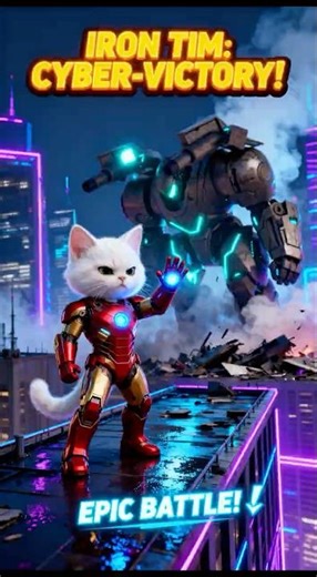 When Iron-Tim Fights Back! 🐱💥 | Epic 3D Animation #shorts