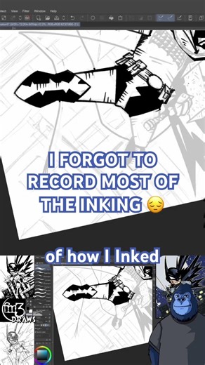 I put a white layer over the inks and erased it to give the illusion that I was inking.😬