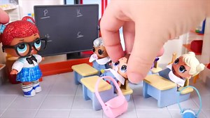 LOL Surprise Dolls Dress Up in School for Lil Sisters School Adoption - Toy Mystery Blind Bag Video