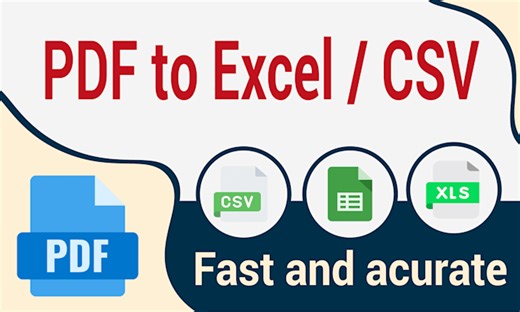 Yousuf_mazi: I will convert pdf to excel, google sheet or csv file for $20 on fiverr.com