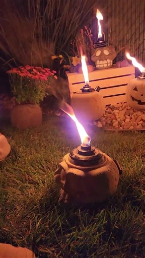 Purple Cement Skull Tiki Torch - Planter - Etsy