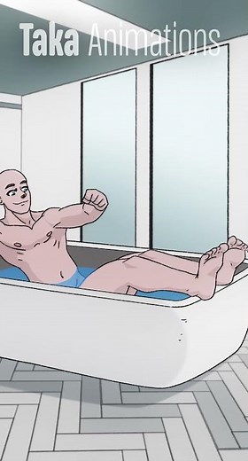 Muscle Growth During Bath | -Mini Anim Series- #animation #muscle #musclegrowth #bodybuilder