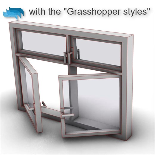 Create your custom parametric windows with the Grasshopper styles! Try this 2x2 panel window with handles, available in food4Rhino: https://www.food4rhino.com/en/resource/casement-window-handles-set #rhino3d #Visualarq #bim #flexiblebim #architecture3d #architecture2d #parametricarchitecture #softwarearchitecture #grasshopper3d #architecturaldrawings #freeformarchitecture #grasshopperstyles #visualarqfeatures | VisualARQ