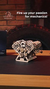 ⚡ WOW MODEL! The Ugears V8 Engine operates using either an electric motor or by turning a knob, allowing you to watch the mesmerizing workings of this iconic internal combustion engine ✔️ Electronic components (first time in Ugears) ✔️ Worldwide delivery ✔️ Free next-day shipping | Ugears