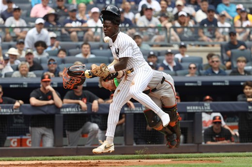 Orioles catcher Maverick Handley leaves game after collision with Yankees’ Jazz Chisholm Jr.