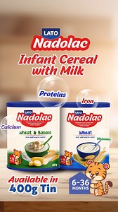 Introducing Nadolac Infant Cereal with Milk in 400g Tins! 🌟 Perfect for your little ones aged 6 to 36 months, our 400gm tins come in two yummy flavors: Wheat and Wheat & Banana. 🍌🌾 Packed with essential nutrients and the goodness of milk, Nadolac gives your baby a healthy start to every day. Nourish your child's growth with love and care! 💛 #Nadolac #InfantCereal #HealthyStart #MomApproved #WheatAndBanana #NourishWithLove #BabyNutrition | Lato Milk