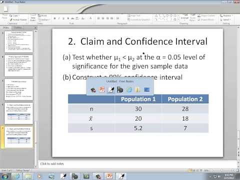 Elementary Statistics: Inference about Two Means - Independent Samples (TI-83-84)