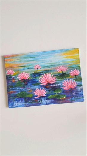 Lotus dreams on canvas 💖 #artshorts #canvaspainting #abstractart #lotuslake #nature #commissionedart