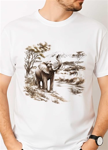 Retro African Safari Elephant Tshirt Vintage Wildlife Art Tee Bush Elephant Lover Gift Safari Scene Shirt Unisex Animal Graphic Top - Etsy