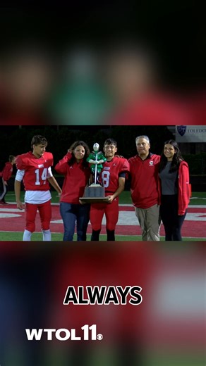 Full circle moment for Coach Dempsey as his sons lift the same trophy they posed with as babies following Central Catholic's dominating game against St. Francis🏆🏈 | WTOL 11