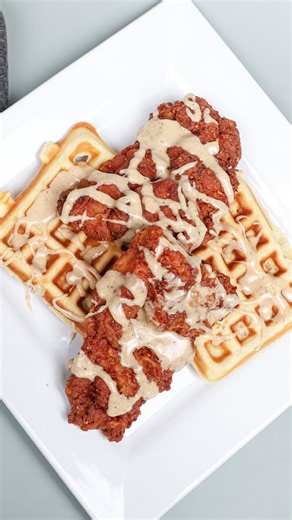 Check out how Churro Dust took this brunch classic to the next level  and let us know if you would try this sweet and savory combo! 劉  Quick Steps: -Chop pecans and mix with flour + Churro Rub -Dredge chicken, dip in buttermilk, then dredge again -Fry until golden and crispy -Make your waffles (box mix works great) -Whisk up a glaze with powdered sugar, maple syrup, and more Churro Rub -Stack it all up, drizzle generously, and enjoy! Save this for later! | PS Seasoning | Facebook