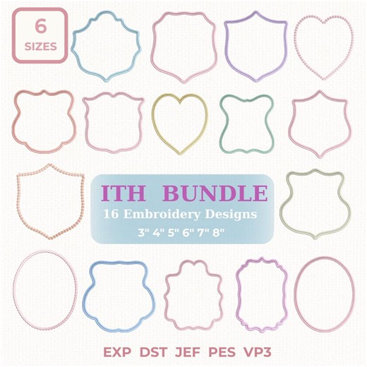 ITH Scalloped Name Tag Embroidery Design, in the Hoop Frames Set, Scallop Heart Frames, Gift Tags Labels, Dst,des, Exp, Jep, Vp3 - Etsy