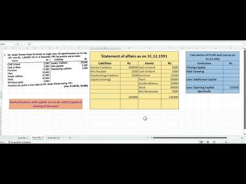 Single Entry System Sum NO 5