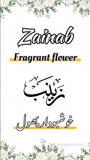 Zainab means “fragrant flower” & “precious jewel” – a name of beauty, strength, and Islamic grace.