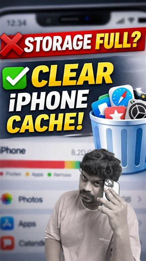 ꜱᴀᴛʜʏᴀ ɴᴀʀᴀʏᴀɴᴀɴ on Instagram: "iPhone Storage Full? Delete App Cache & Free Space Instantly! 📱⚡ Your iPhone storage getting full again? 😤 No need to delete apps ❌ Just clear app cache files and free up space in seconds 🚀 Works on iOS 17 / iOS 18 ✅ Save this reel 💾 Share with iPhone users ❤️ #iphone12promax #iPhoneTricks #iOS18 #iOS17 #iphones"