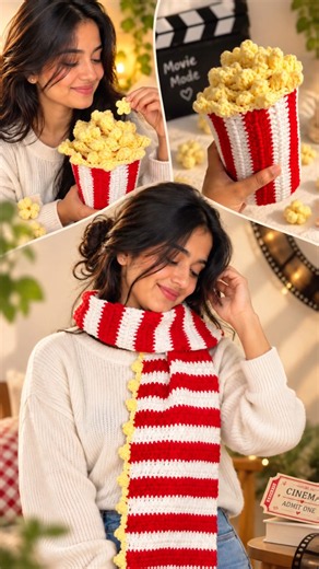 🍿 Crochet Popcorn Scarf Tutorial | Easy & Beautiful 3D Texture Scarf | Malayalam
