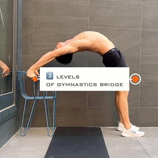 Master the Gymnastics Bridge in 3 Levels Whether you’re a gymnastics enthusiast, a yogi, or just looking to enhance your flexibility and strength, the bridge is an essential exercise. Let’s break down its three levels: 1️⃣ Level One: Arms on Armrests Perfect for beginners! Use the armrests of a chair to support your lift. This level is great if you’re working on your flexibility and upper body strength. It’s a gentle start to your bridge journey. 2️⃣ Level Two: Arms on Chair Ready to level up? P