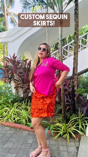 VAISHVI LAKHINA| LAKHINA COUTURE| Maxi Dresses, Co-Ords on Instagram: "Comment “sequin” to get direct link to this skirt 🩷🧡✨ [ Goa, Goa Reels, Lakhina Couture Goa ]"