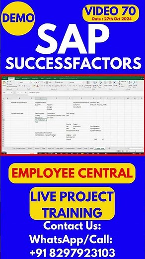 SAP SuccessFactors Employee Central Training Video 70 27th Oct 2024 #sapsuccessfactorstraining
