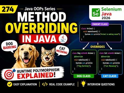 274. Purpose of Method Overriding in Java (Selenium Java 2026)