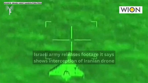 Israeli army releases footage it says shows interception of Iranian drone . . . . #WIONUncut #IsraelIranWar | WION