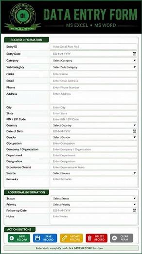 📋 Create a Data Entry Form in Microsoft Excel!