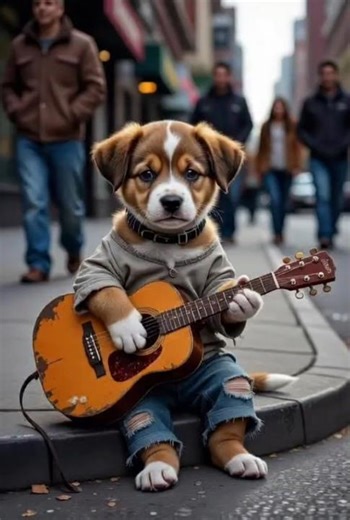 The Street Musician Puppy 🎸🐶 | From Street to Stage | Motivational Story|#ai #puppy #aishorts