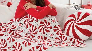 Red Heart Free Crochet Peppermint Christmas Throw   Tutorial