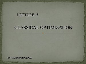 CLASSICAL OPTIMIZATION