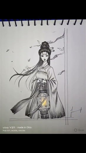 drawing a Guifei (Nobal consort of ancient china ) #art #drawing #artist #animation