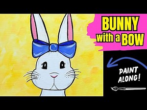 🐰EP200- 'Bunny with a Bow' easy Easter special acrylic painting tutorial for beginners