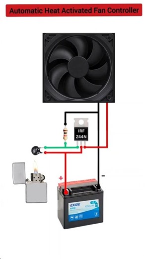 Heat Activated Automatic Fan Controller 🔥🌀 | NTC Thermistor & IRFZ44N Circuit