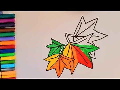 Как нарисовать осенний листья. Раскраска для детей.