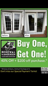 Act Now and get: Buy One, Get One 40% Off when you purchase four (4) or more windows or doors. ✅ Incredible Contemporary Selection ✅ Can Help Increase Home Value ✅ Can help save money on energy bills | Renewal by Andersen