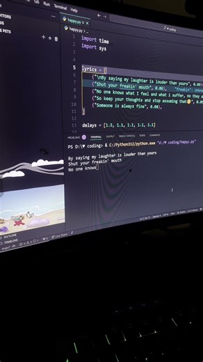 music lyrics in python | SW estetik #python #lyricvideo