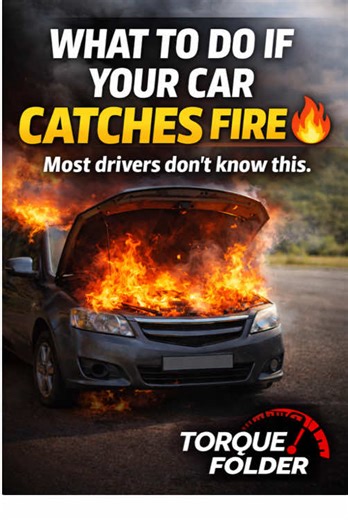 If your car catches fire, panic can make things worse. Most drivers don’t know the correct steps to take. This knowledge can save your life one day. Stay safe on the road. #torque_folder #roadsafety #cartips #drivesafe #safetyfirst