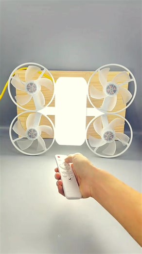 Fly high, cool down. 🚁💨 Drone-inspired ceiling fan with bright LED lights & remote control. #dronefan #ceilingfanlight #uniquehome #tiktokmademebuyit#fyp