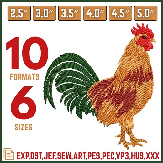 Rooster Embroidery Design Instant Download,chicken Farm Animal,machine Embroidery File - Etsy