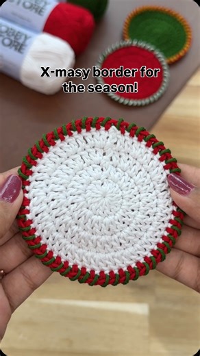 Magic Needles® on Instagram: "Candy-Striped + Festive Magic ✨ Who knew a tiny colour wrap could look this sweet? 🍬🎄 Here’s how: 1️⃣ Insert hook into stitch below 2️⃣ YO, pull up a loop 3️⃣ Wrap contrast colour around both loops (keep it in front) 4️⃣ YO with main colour, pull through both 5️⃣ Repeat for instant candy-stripe goodness Pro Tip: pull the 2nd colour for perfect finishing 😉 The result? A festive, candy-sweet border your Christmas projects will thank you for. 💫 Yarn: Hobby Store DK