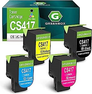GREENBOX Remanufactured CS317 CS417 Toner Cartridge 6,000 Pages Replacement for 71B1HK0 71B1HC0 71B1HM0 71B1HY0 for CS417 CX417 CS517 CX517 CS317 CS317dn CX317dn Printer